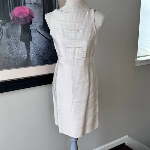 Banana Republic Beautiful Classy Tiered Silk Dress in Trending Tan Color.  Size - Picture 1 of 9